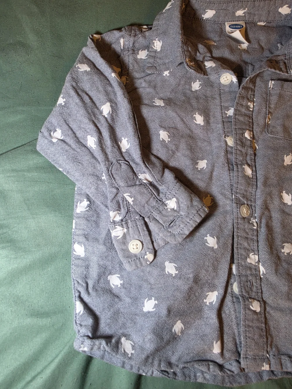 Carter's Blue Penguin-Print Button-Up Shirt for Kids